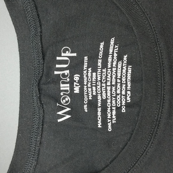 Wound Up Medium(7-9) Juniors Black Day of the Dead Sugar Skull T-shirt - Picture 6 of 6